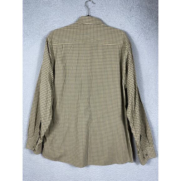 Columbia Mens Size M Long Sleeve Button Up Shirt Tan & Green Plaid - Picture 2 of 9